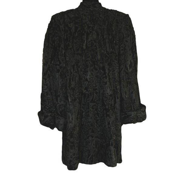 Vintage Custom Persian Lamb Broadtail Coat 1950s? Large? Bell Sleeves Mid Length - Picture 9 of 16